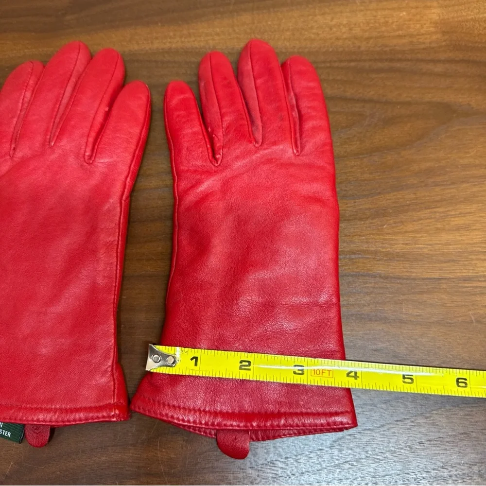 Thinsulate Women’s Genuine Leather Gloves Sz L/XL Red‎ Lined Driving Classic